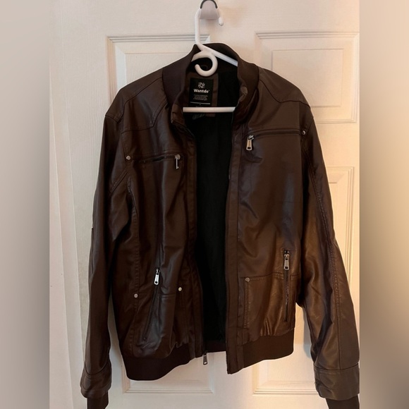 Men's Brown Leather Jacket Medium - Picture 2 of 4